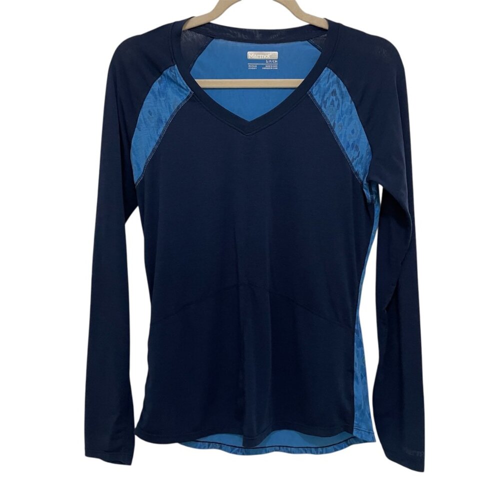 Marmot Base Layer Top Womens S Blue Outdoors Hiking Activewear